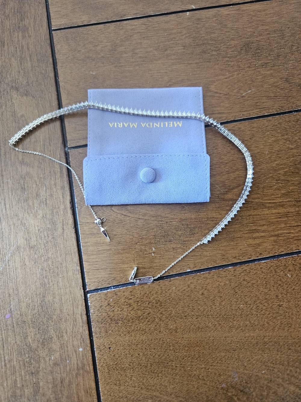 Melinda Maria  Not Your Basic Tennis Choker  Gold|White Diamondettes